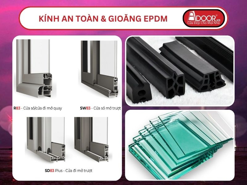 Kính An Toàn Và Gioăng EPDM Kín Khít Đi Kèm Cửa Nhôm Kính MaxPro Adoor Tại Bến Tre