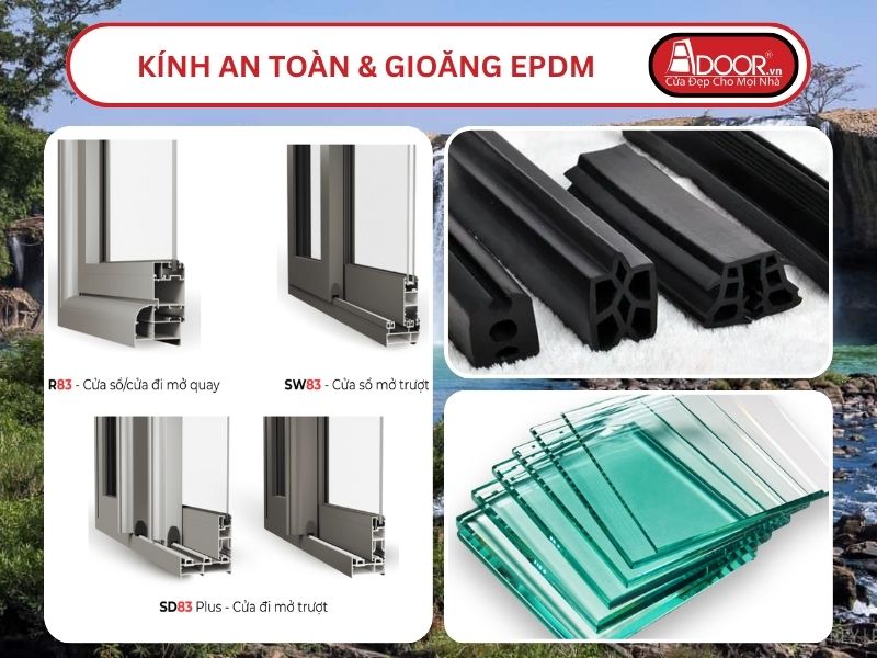 Kính An Toàn Và Gioăng EPDM Kín Khít Đi Kèm Cửa Nhôm Kính MaxPro Adoor Tại Buôn Ma Thuột