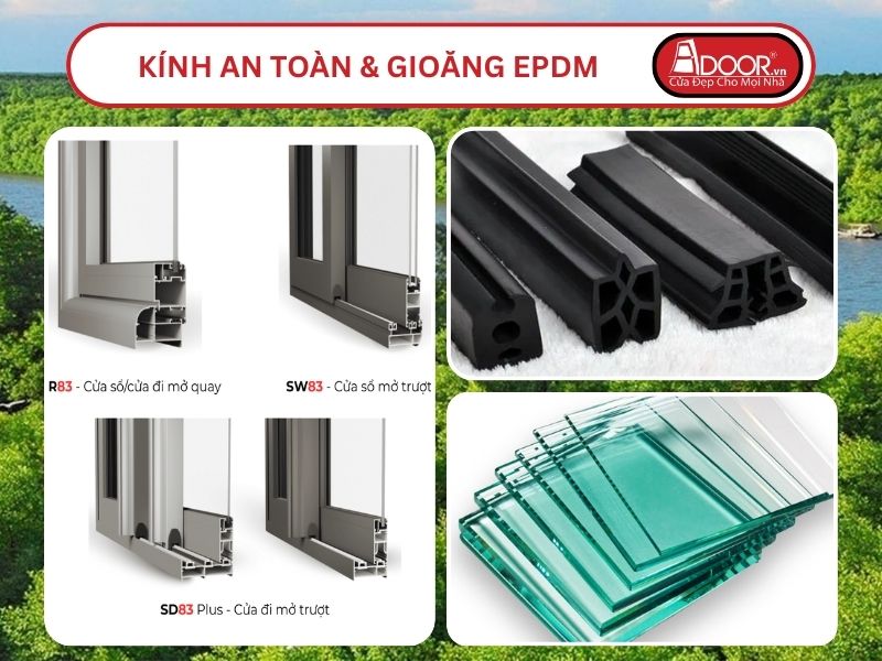 Kính An Toàn Và Gioăng EPDM Kín Khít Đi Kèm Cửa Nhôm Kính MaxPro Adoor Tại Cà Mau