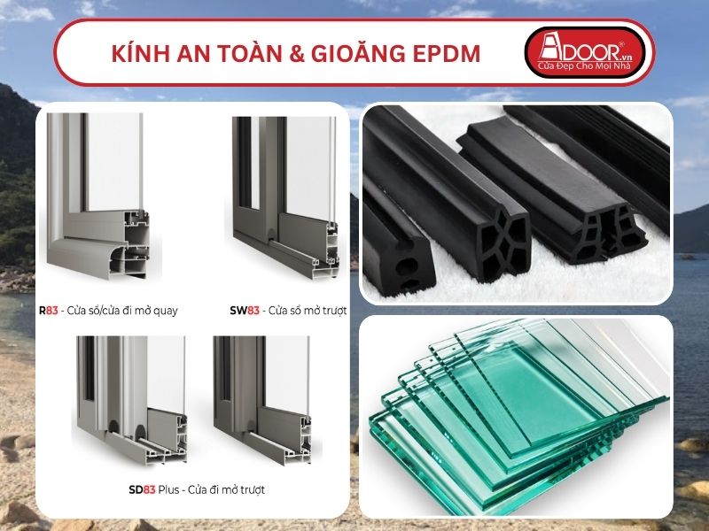 Kính An Toàn Và Gioăng EPDM Kín Khít Đi Kèm Cửa Nhôm Kính MaxPro Adoor Tại Cam Ranh