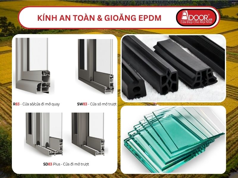 Kính An Toàn Và Gioăng EPDM Kín Khít Đi Kèm Cửa Nhôm Kính MaxPro Adoor Tại Cao Lãnh