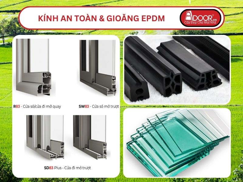 Kính An Toàn Và Gioăng EPDM Kín Khít Đi Kèm Cửa Nhôm Kính MaxPro Adoor Tại Châu Đốc
