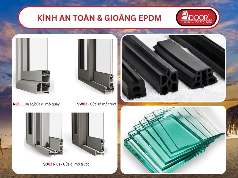 Kính An Toàn Và Gioăng EPDM Kín Khít Đi Kèm Cửa Nhôm Kính MaxPro Adoor Tại Đồng Hới