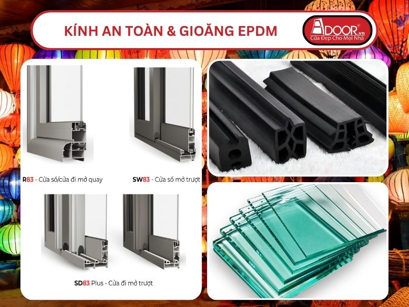 Kính An Toàn Và Gioăng EPDM Kín Khít Đi Kèm Cửa Nhôm Kính MaxPro Adoor Tại Hội An