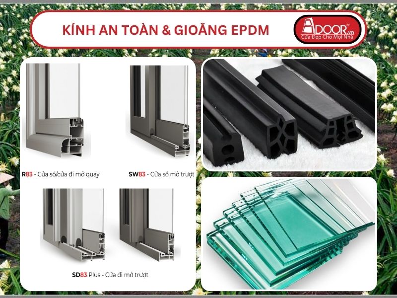 Kính An Toàn Và Gioăng EPDM Kín Khít Đi Kèm Cửa Nhôm Kính MaxPro Adoor Tại Long An