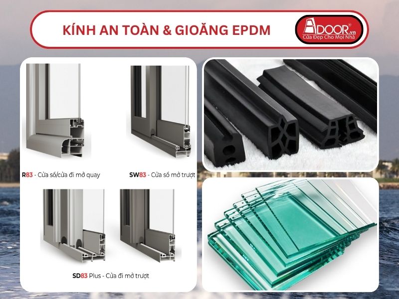 Kính An Toàn Và Gioăng EPDM Kín Khít Đi Kèm Cửa Nhôm Kính MaxPro Adoor Tại Quảng Nam