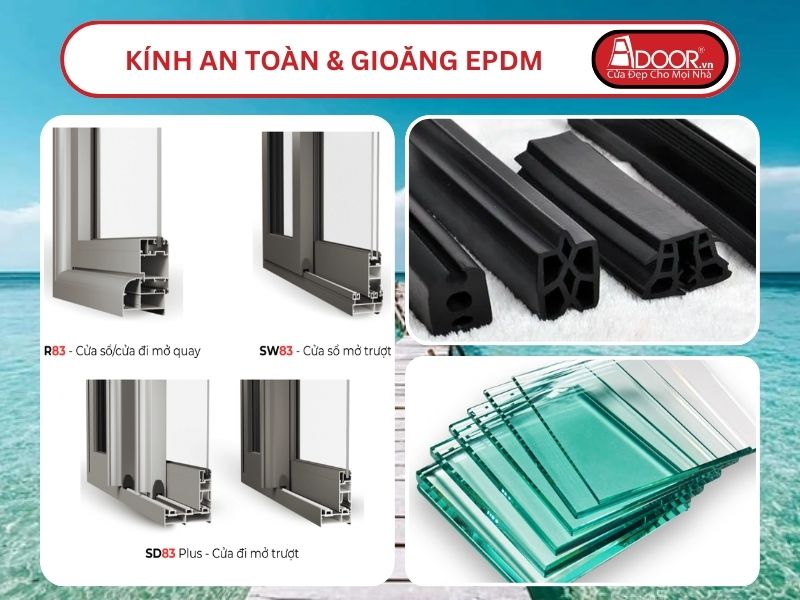 Kính An Toàn Và Gioăng EPDM Kín Khít Đi Kèm Cửa Nhôm Kính MaxPro Adoor Tại Rạch Giá