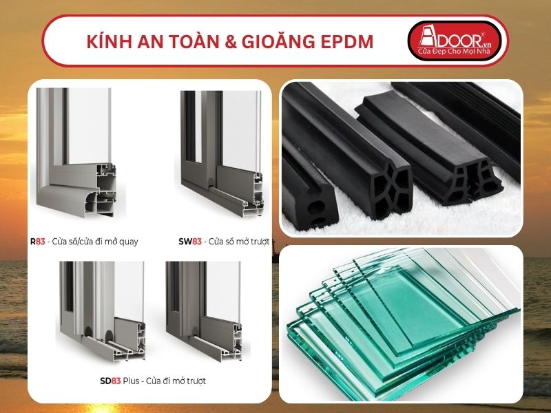 Kính An Toàn Và Gioăng EPDM Kín Khít Đi Kèm Cửa Nhôm Kính MaxPro Adoor Tại Sầm Sơn