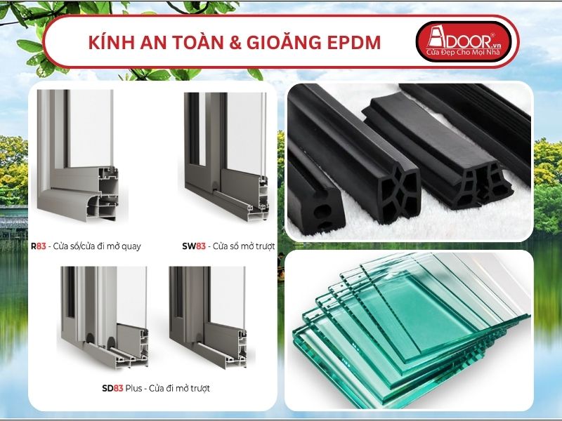 Kính An Toàn Và Gioăng EPDM Kín Khít Đi Kèm Cửa Nhôm Kính MaxPro Adoor Tại Tam Kỳ
