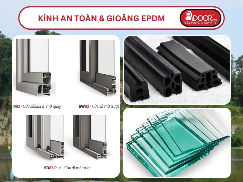 Kính An Toàn Và Gioăng EPDM Kín Khít Đi Kèm Cửa Nhôm Kính MaxPro Adoor Tại Tân Uyên