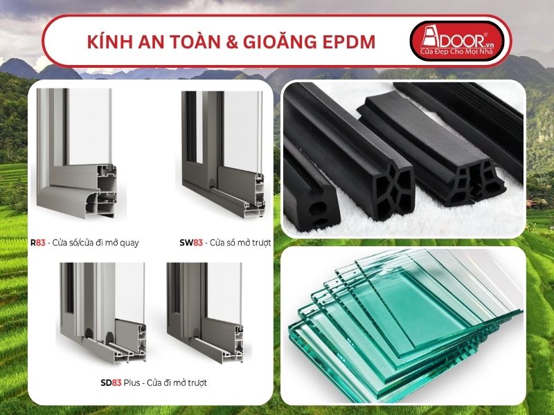 Kính An Toàn Và Gioăng EPDM Kín Khít Đi Kèm Cửa Nhôm Kính MaxPro Adoor Tại Thanh Hóa