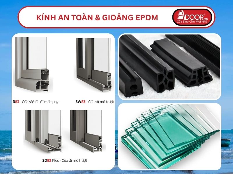 Kính An Toàn Và Gioăng EPDM Kín Khít Đi Kèm Cửa Nhôm Kính MaxPro Adoor Tại Trà Vinh