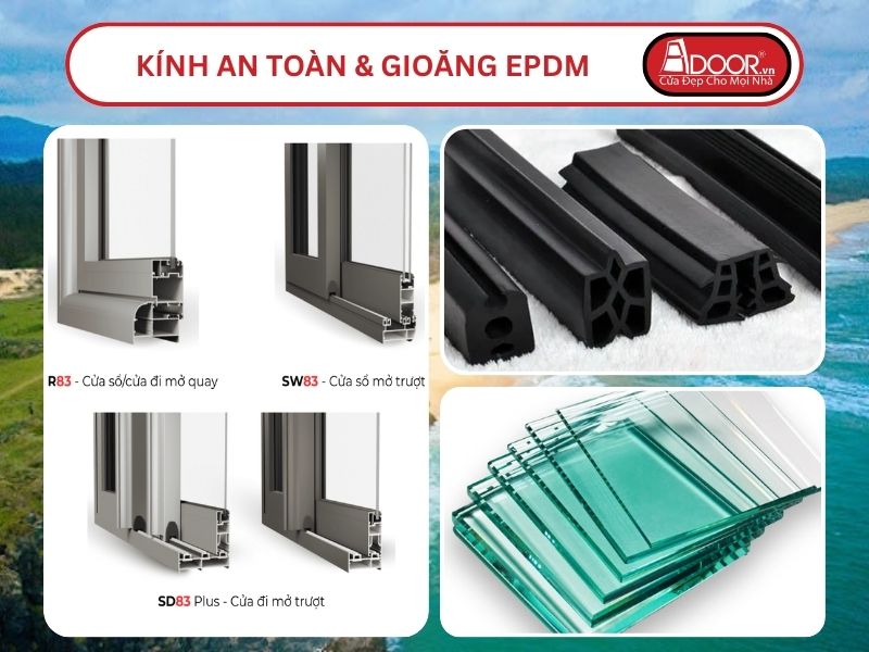 Kính An Toàn Và Gioăng EPDM Kín Khít Đi Kèm Cửa Nhôm Kính MaxPro Adoor Tại Tuy Hòa