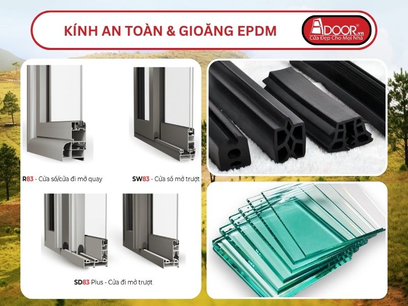 Kính An Toàn Và Gioăng EPDM Kín Khít Đi Kèm Cửa Nhôm Kính MaxPro Adoor Tại Uông Bí