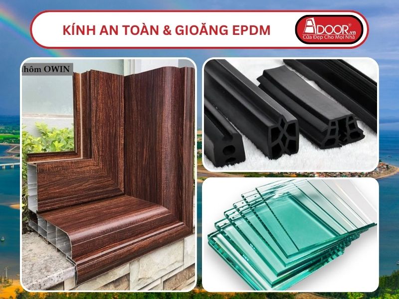 Kính An Toàn Và Gioăng EPDM Kín Khít Đi Kèm Cửa Nhôm Kính Thủy Lực Adoor Tại Hà Tĩnh