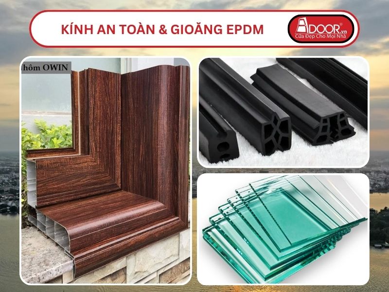 Kính An Toàn Và Gioăng EPDM Kín Khít Đi Kèm Cửa Nhôm Kính Thủy Lực Adoor Tại Long Xuyên