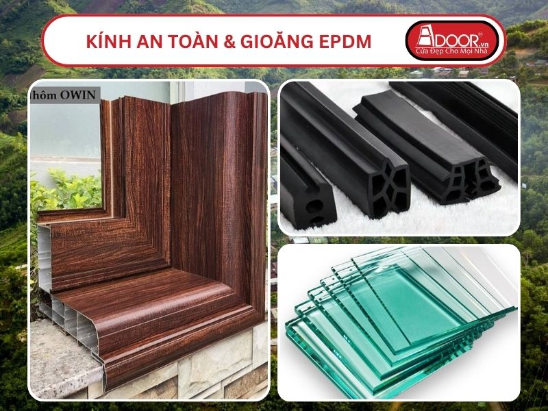 Kính An Toàn Và Gioăng EPDM Kín Khít Đi Kèm Cửa Nhôm Kính Thủy Lực Adoor Tại Quảng Nam