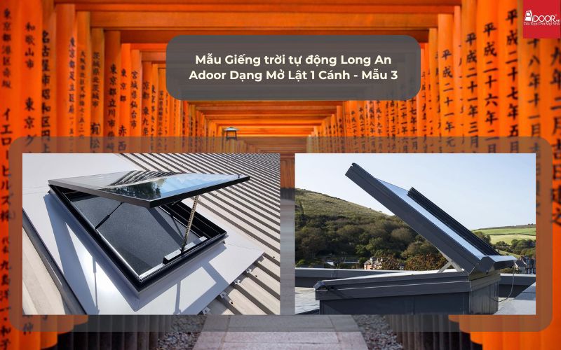 Mẫu Giếng trời tự động Long An Adoor Dạng Mở Lật 1 Cánh - Mẫu 3