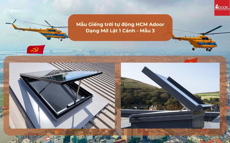 Mẫu Giếng trời tự động HCM Adoor Dạng Mở Lật 1 Cánh - Mẫu 3