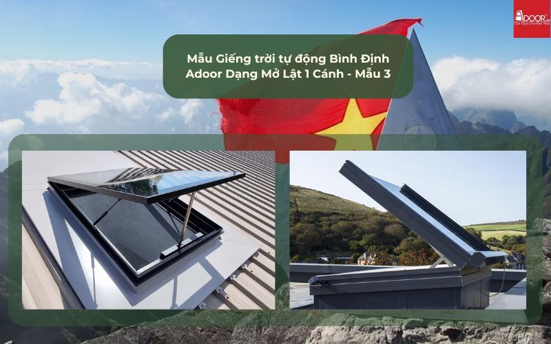 Mẫu Giếng trời tự động Bình Định Adoor Dạng Mở Lật 1 Cánh - Mẫu 3