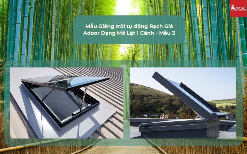 Mẫu Giếng trời tự động Rạch Giá Adoor Dạng Mở Lật 1 Cánh - Mẫu 3
