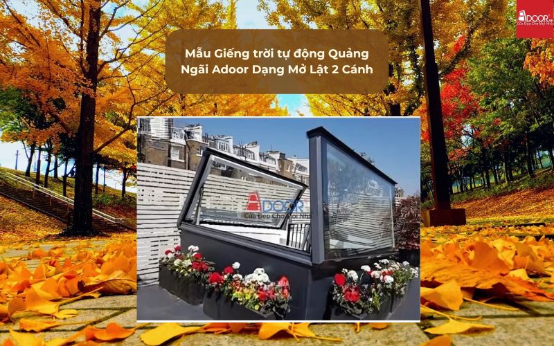 Mẫu Giếng trời tự động Quảng Ngãi Adoor Dạng Mở Lật 2 Cánh