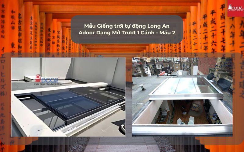 Mẫu Giếng trời tự động Long An Adoor Dạng Mở Trượt 1 Cánh - Mẫu 2