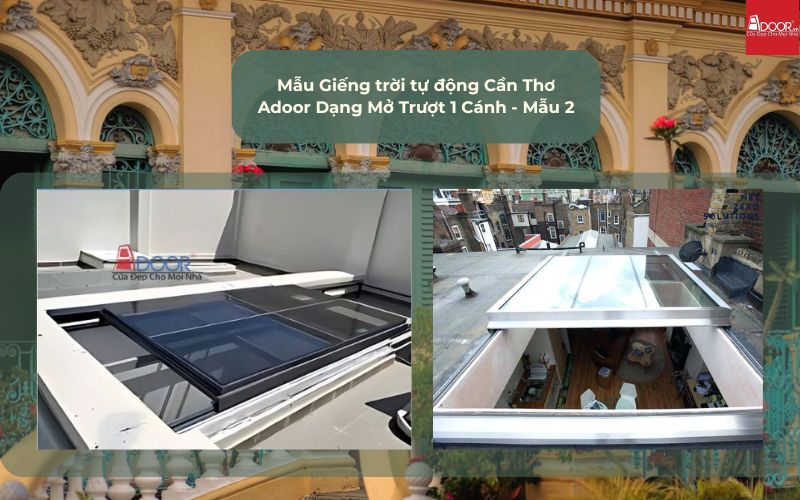 Mẫu Giếng trời tự động Cần Thơ Adoor Dạng Mở Trượt 1 Cánh - Mẫu 2