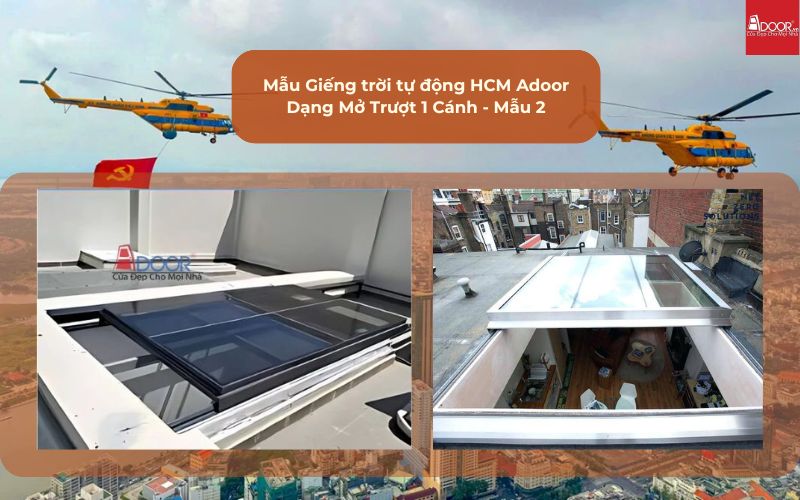 Mẫu Giếng trời tự động HCM Adoor Dạng Mở Trượt 1 Cánh - Mẫu 2