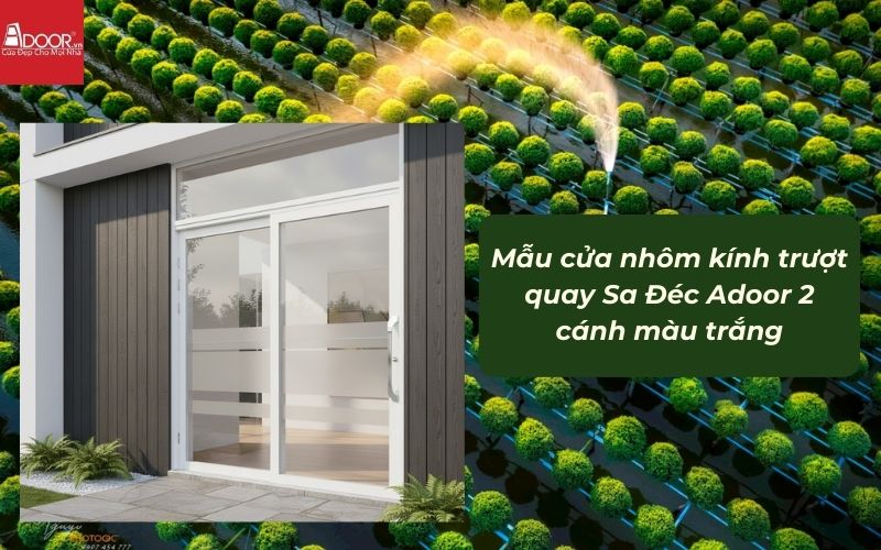 Mẫu cửa nhôm kính trượt quay Sa Đéc Adoor 2 cánh màu trắng