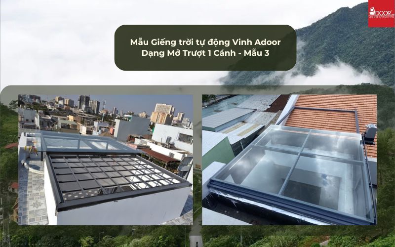 Mẫu Giếng trời tự động Vinh Adoor Dạng Mở Trượt 1 Cánh - Mẫu 3