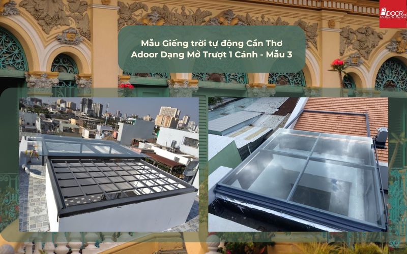 Mẫu Giếng trời tự động Cần Thơ Adoor Dạng Mở Trượt 1 Cánh - Mẫu 3