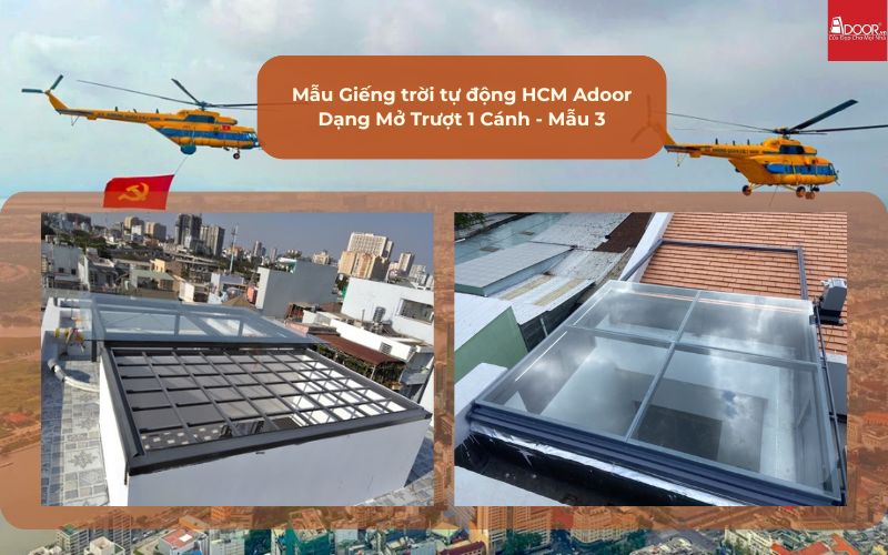 Mẫu Giếng trời tự động HCM Adoor Dạng Mở Trượt 1 Cánh - Mẫu 3