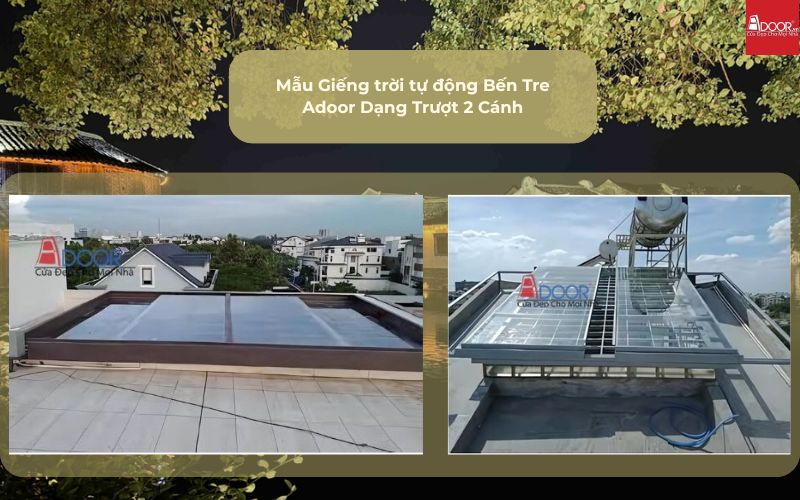 Mẫu Giếng trời tự động Bến Tre Adoor Dạng Trượt 2 Cánh