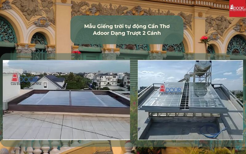 Mẫu Giếng trời tự động Cần Thơ Adoor Dạng Trượt 2 Cánh
