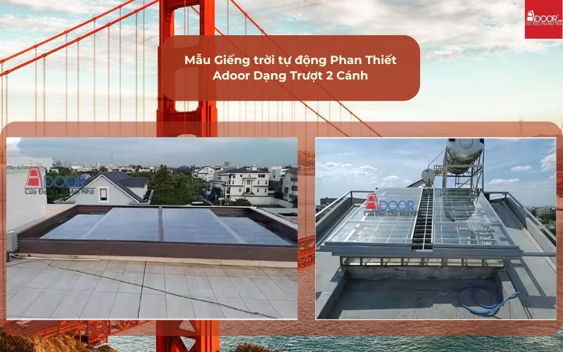 Mẫu Giếng trời tự động Phan Thiết Adoor Dạng Trượt 2 Cánh
