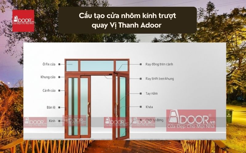 Cấu tạo cửa nhôm kính trượt quay Vị Thanh Adoor 01