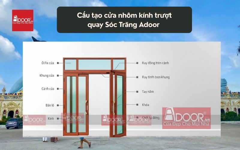 Cấu tạo cửa nhôm kính trượt quay Sóc Trăng Adoor 01