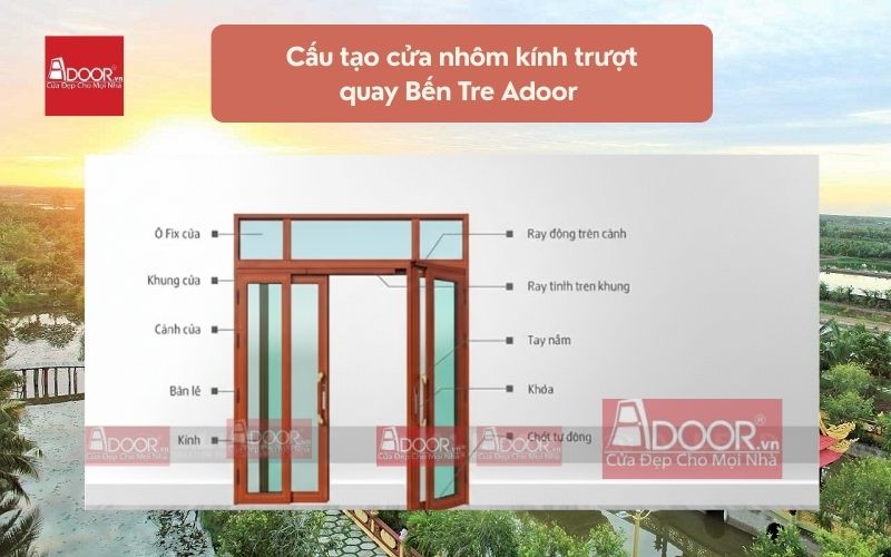 Cấu tạo cửa nhôm kính trượt quay Bến Tre Adoor 01