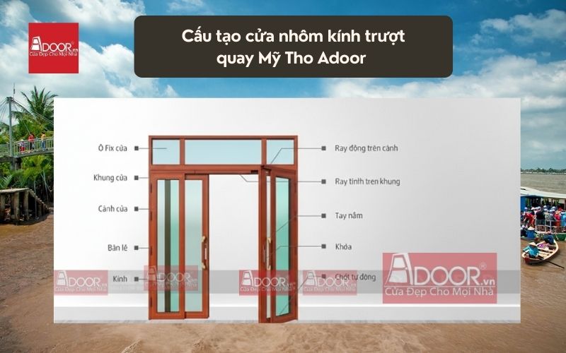 Cấu tạo cửa nhôm kính trượt quay Mỹ Tho Adoor 01