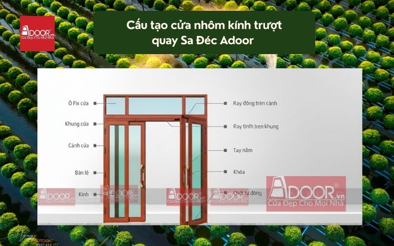 Cấu tạo cửa nhôm kính trượt quay Sa Đéc Adoor 01