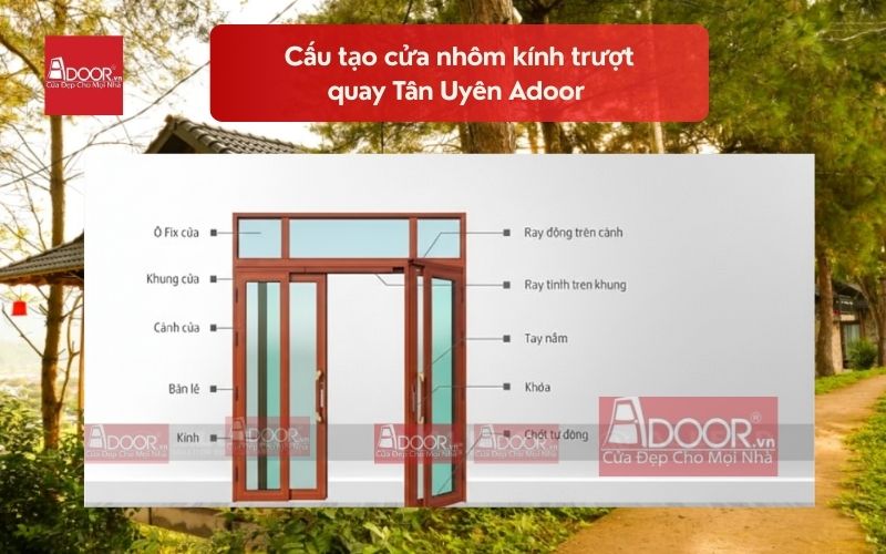 Cấu tạo cửa nhôm kính trượt quay Tân Uyên Adoor 01 Cấu tạo cửa nhôm kính trượt quay Tân Uyên Adoor 01