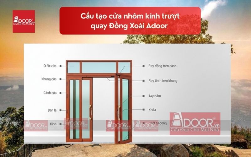 Cấu tạo cửa nhôm kính trượt quay Đồng Xoài Adoor 01