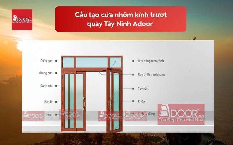 Cấu tạo cửa nhôm kính trượt quay Tây Ninh Adoor 01