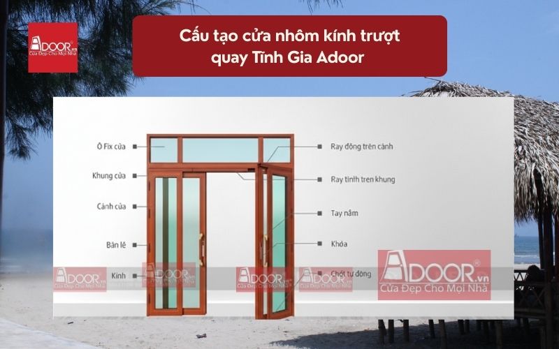 Cấu tạo cửa nhôm kính trượt quay Tĩnh Gia Adoor 01