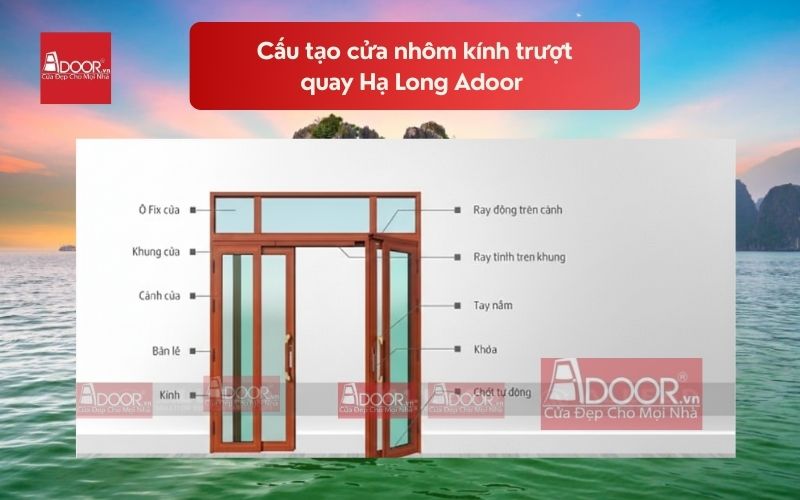 Cấu tạo cửa nhôm kính trượt quay Hạ Long Adoor 01