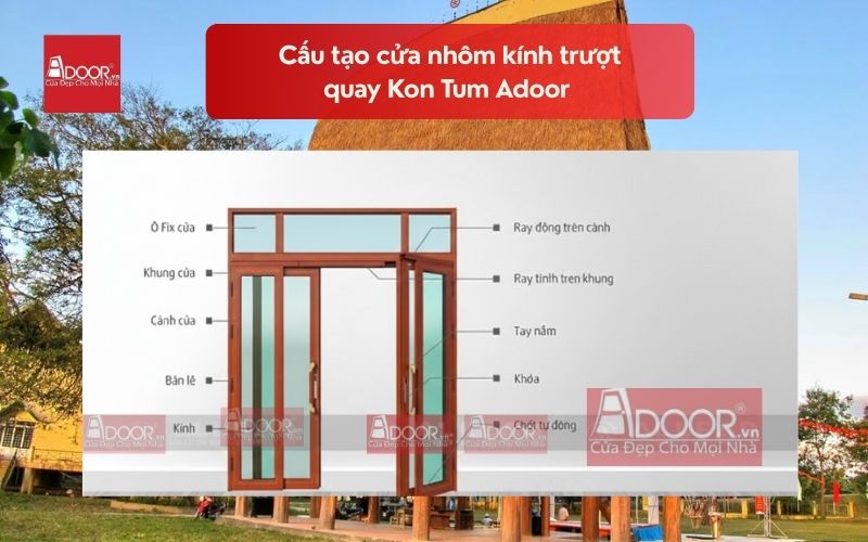 Cấu tạo cửa nhôm kính trượt quay Kon Tum Adoor 01 Cấu tạo cửa nhôm kính trượt quay Kon Tum Adoor 01