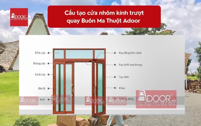 Cấu tạo cửa nhôm kính trượt quay Buôn Ma Thuột Adoor 01