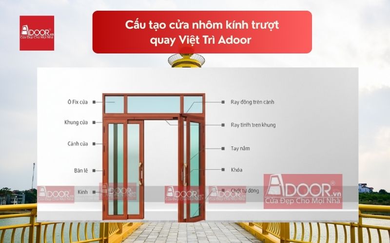 Cấu tạo cửa nhôm kính trượt quay Việt Trì Adoor 01 Cấu tạo cửa nhôm kính trượt quay Việt Trì Adoor 01