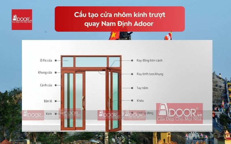 Cấu tạo cửa nhôm kính trượt quay Nam Định Adoor 01 Cấu tạo cửa nhôm kính trượt quay Nam Định Adoor 01